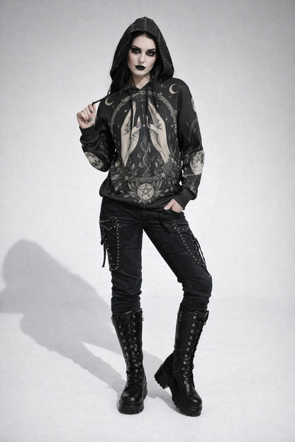 Wiccańska Bluza Rytualna Eternal – All-Over Print | Dark Magic Witch Hoodie | Gothic Aesthetic