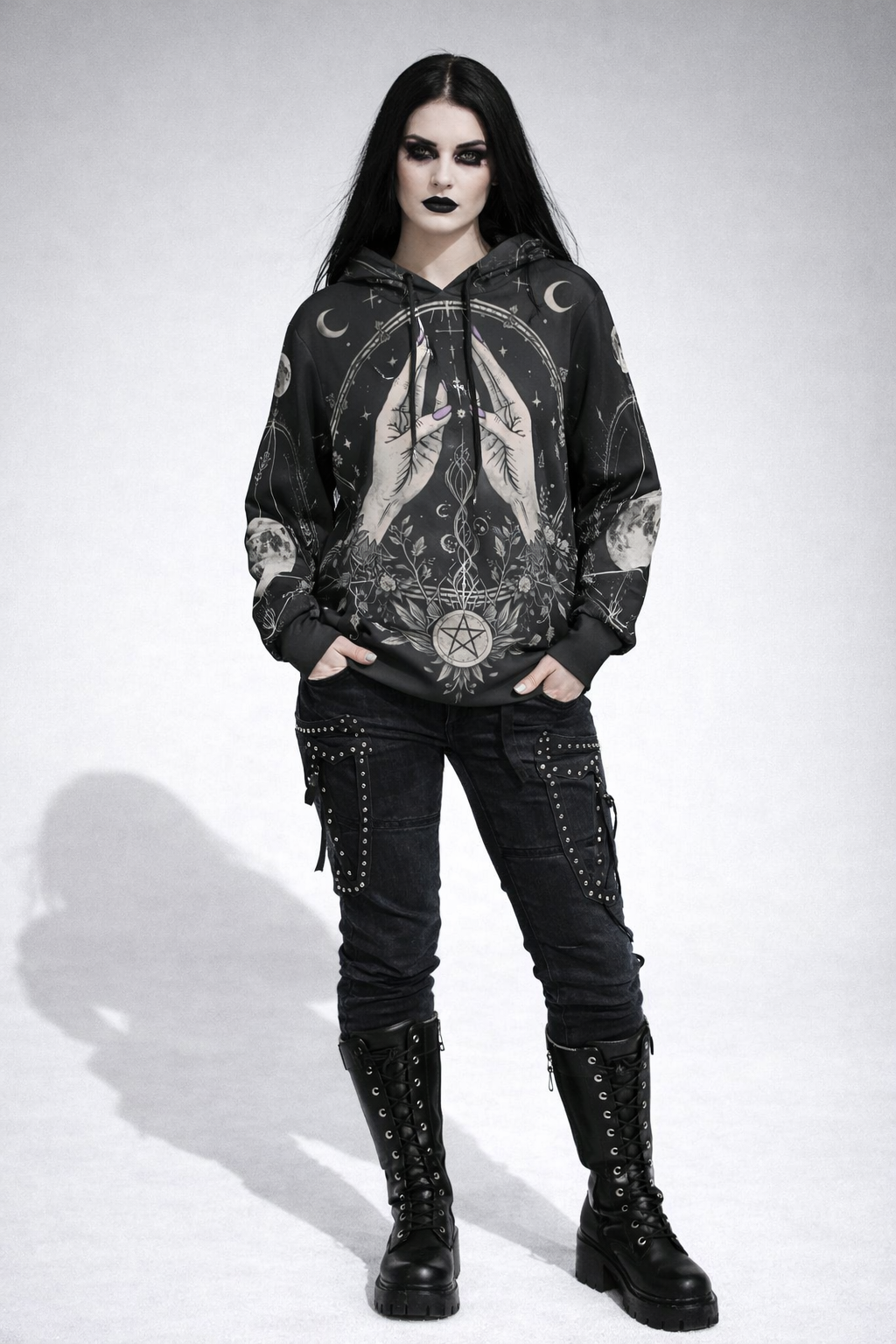 Wiccańska Bluza Rytualna Eternal – All-Over Print | Dark Magic Witch Hoodie | Gothic Aesthetic