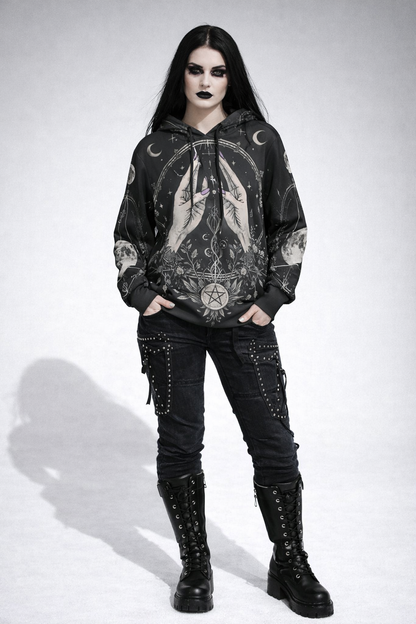 Wiccańska Bluza Rytualna Eternal – All-Over Print | Dark Magic Witch Hoodie | Gothic Aesthetic