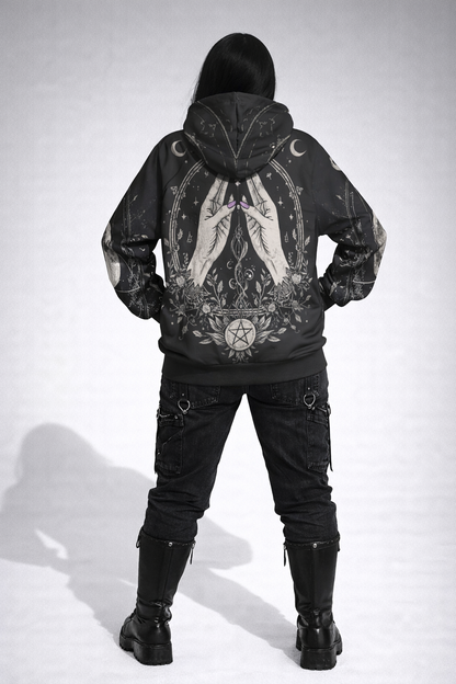 Wiccańska Bluza Rytualna Eternal – All-Over Print | Dark Magic Witch Hoodie | Gothic Aesthetic