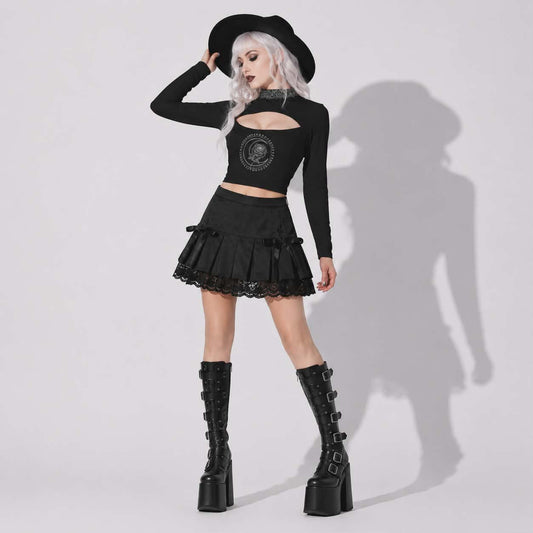Gotycki Top Astral Rose | Occult Cut-Out Crop Top