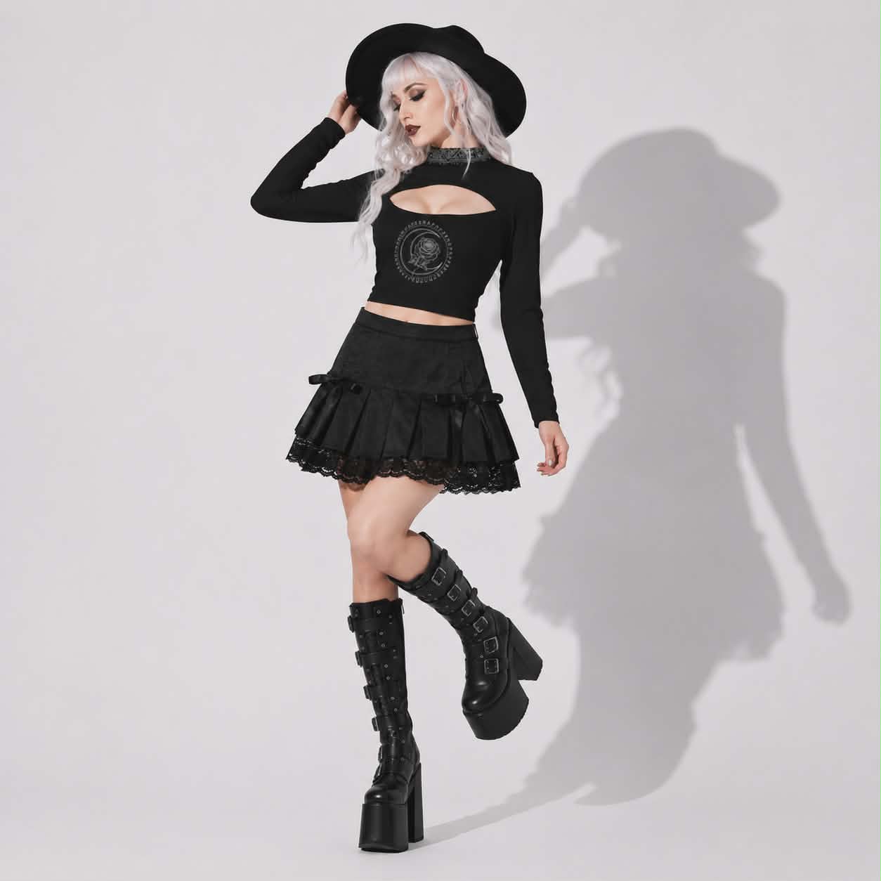 Astral Rose Gothic Top | Occult Cut-Out Crop Top