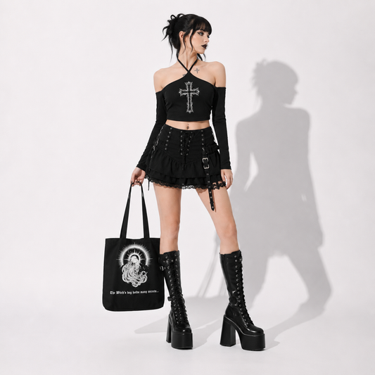 Gotycka Torba Wiedźmy Moonveil | Witchcore Occult Tote Bag