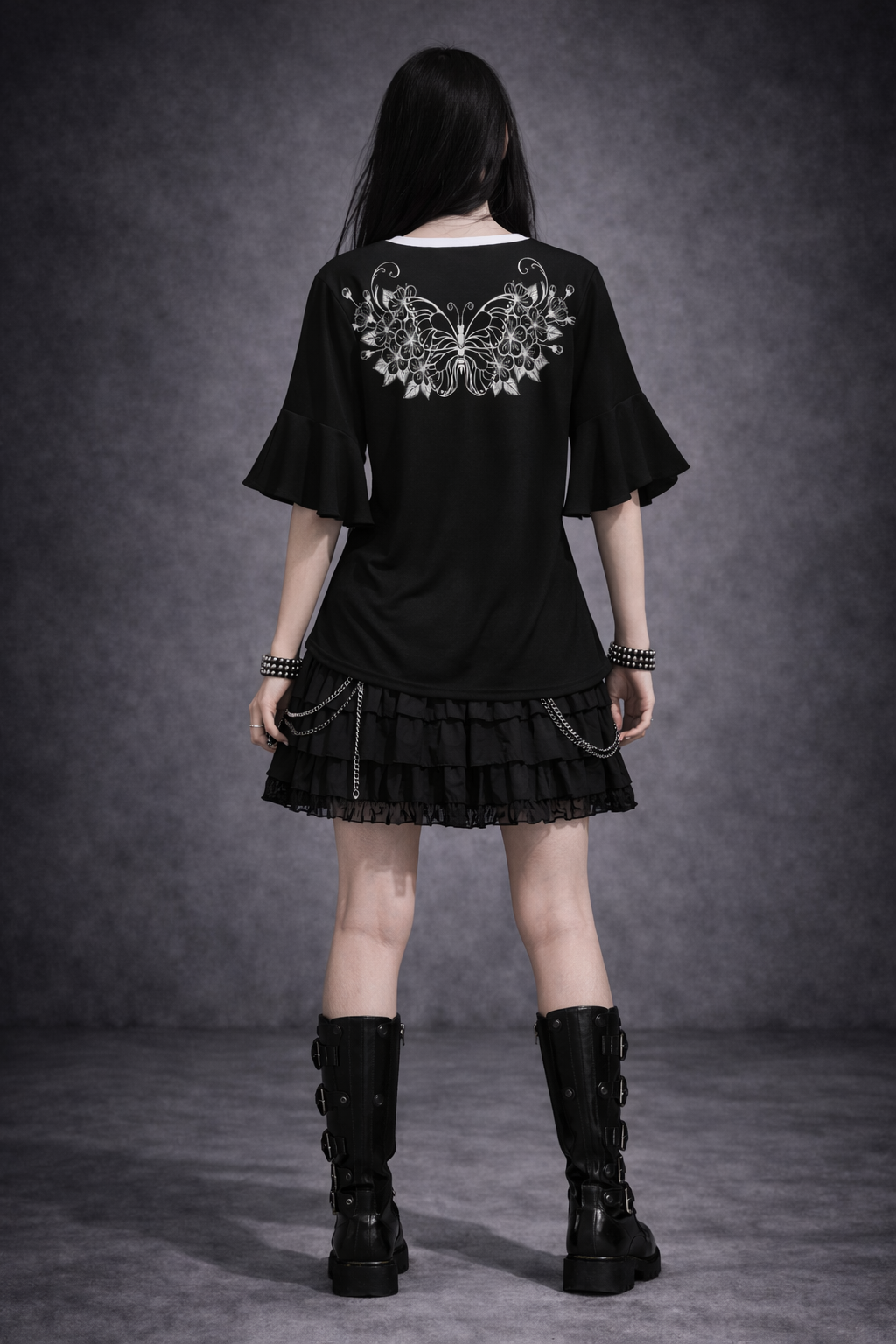 Damska Gotycka Bluzka z Falbanami | Garden of Death Gothic Blouse
