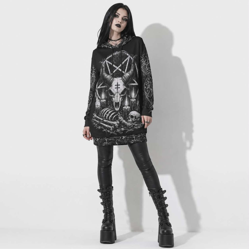Gotycka Bluza Regular Fit Demon Velvet | Occult Cathedral Hoodie