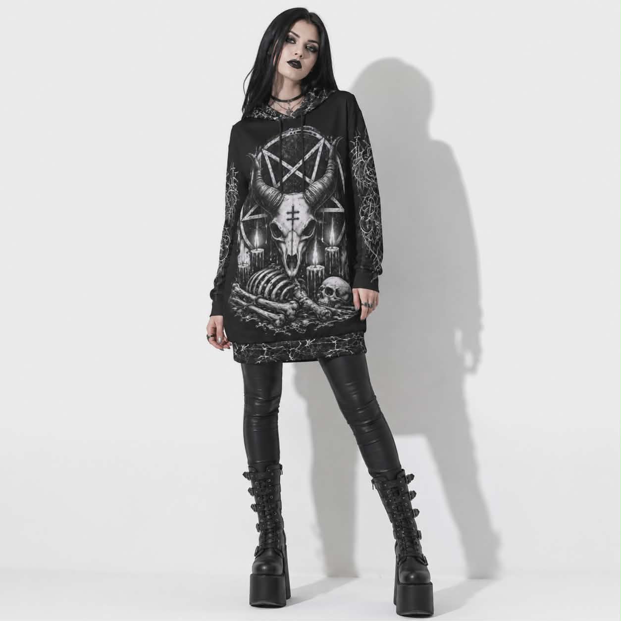 Gotycka Bluza Regular Fit Demon Velvet | Occult Cathedral Hoodie
