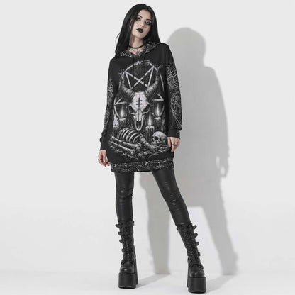 Gotycka Bluza Regular Fit Demon Velvet | Occult Cathedral Hoodie