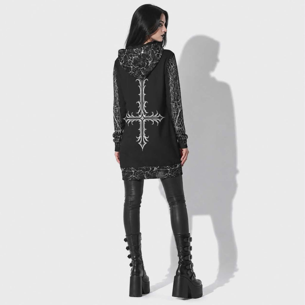 Gotycka Bluza Regular Fit Demon Velvet | Occult Cathedral Hoodie