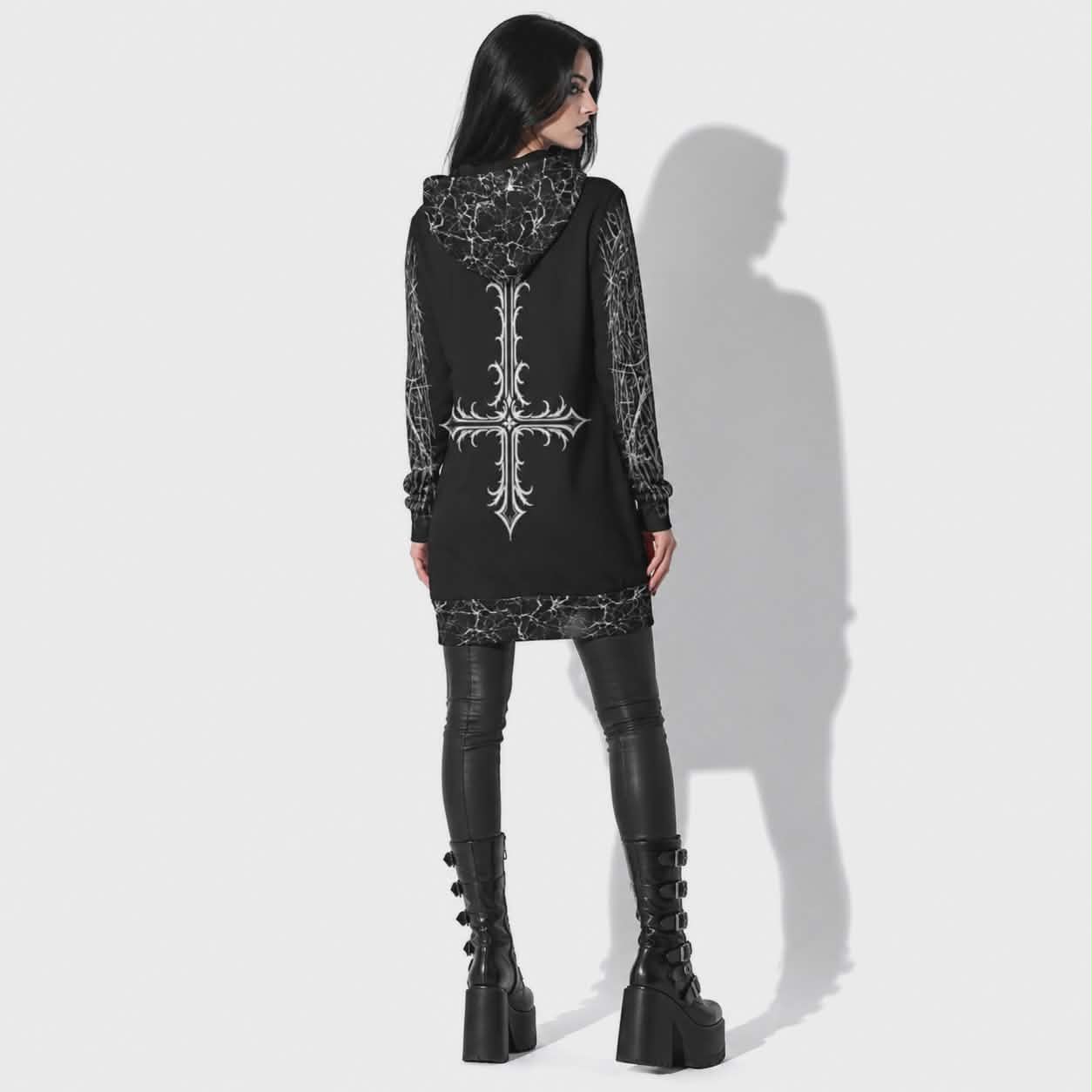 Gotycka Bluza Regular Fit Demon Velvet | Occult Cathedral Hoodie