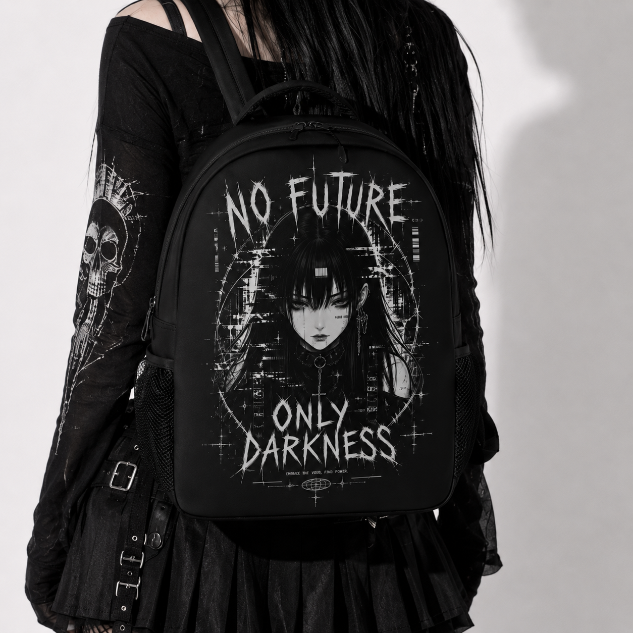 Gotycki Plecak Y2K „Only Darkness” – Darkwear Backpack z Motywem Anime Goth