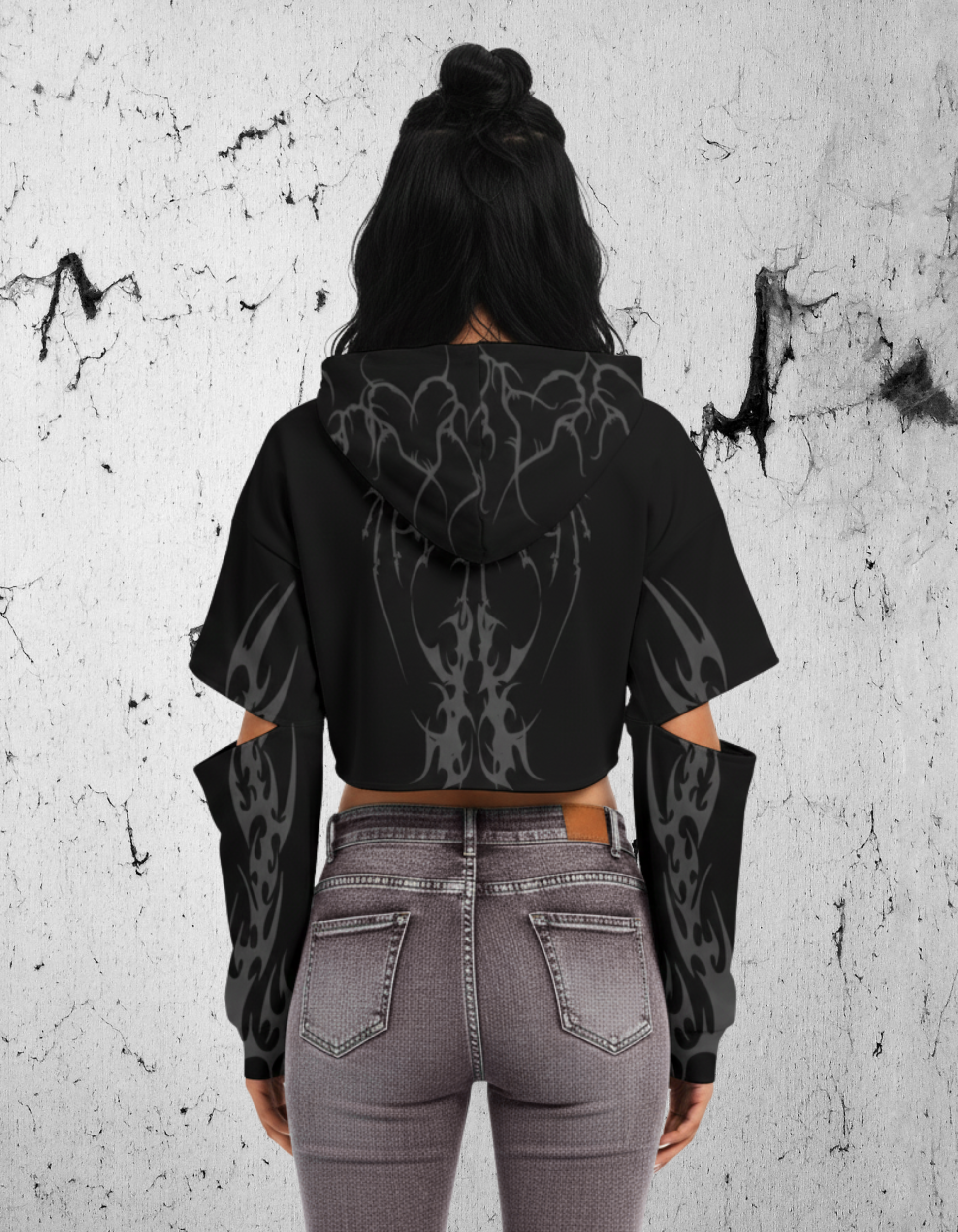 Gothic Pop Art Crop Hoodie 