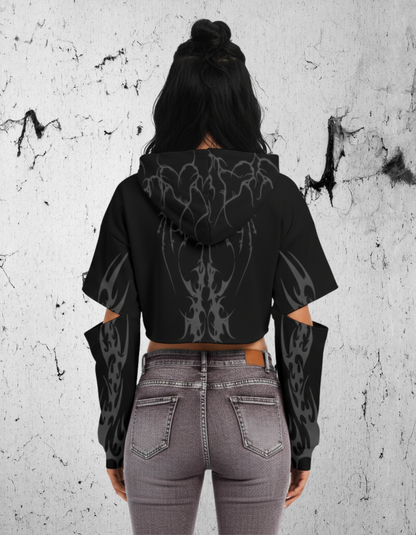 Gothic Pop Art Crop Hoodie 