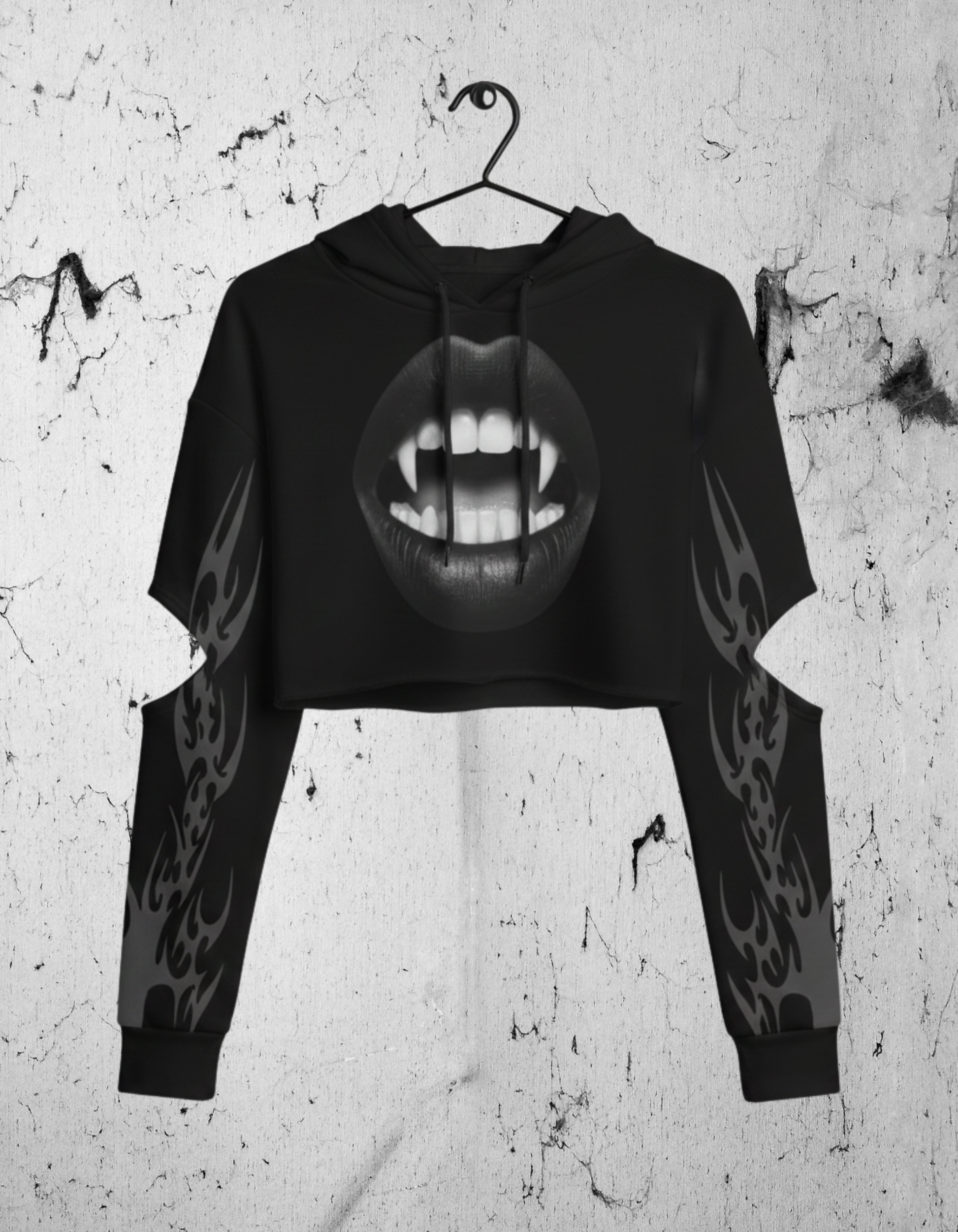 Gothic Crop Hoodie Vampire Pop Art 