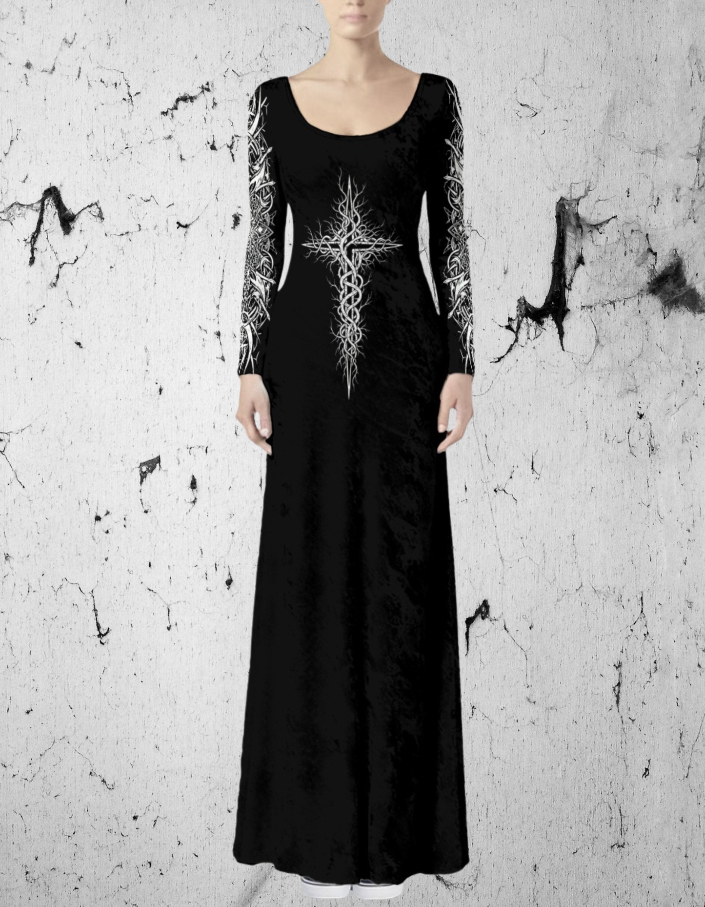 Gothic Maxi Dress Dark Cross