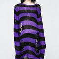 Damski Sweter Grunge Goth Oversize | Purple Witch Distressed