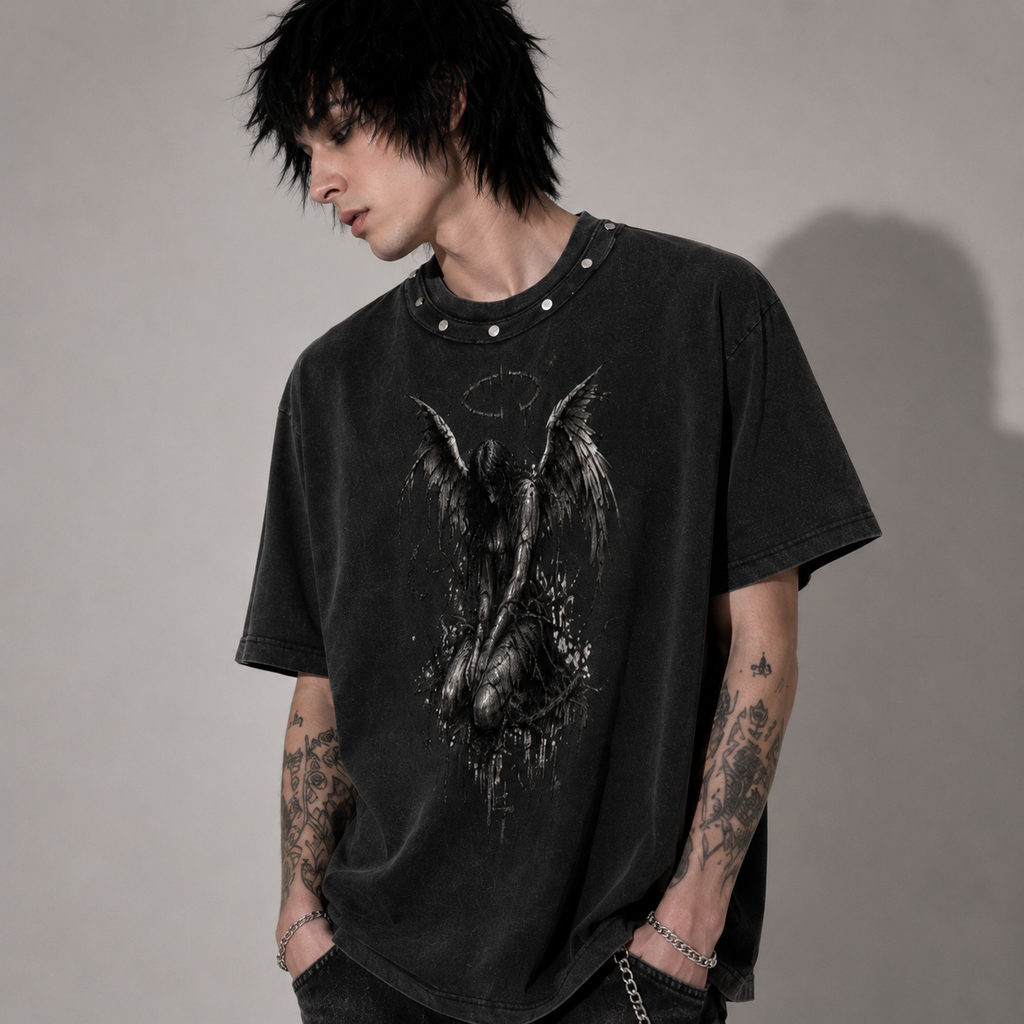 Koszulka Grunge Angel Oversize Vintage Washed | 100% Bawełna 285 GSM | Unisex