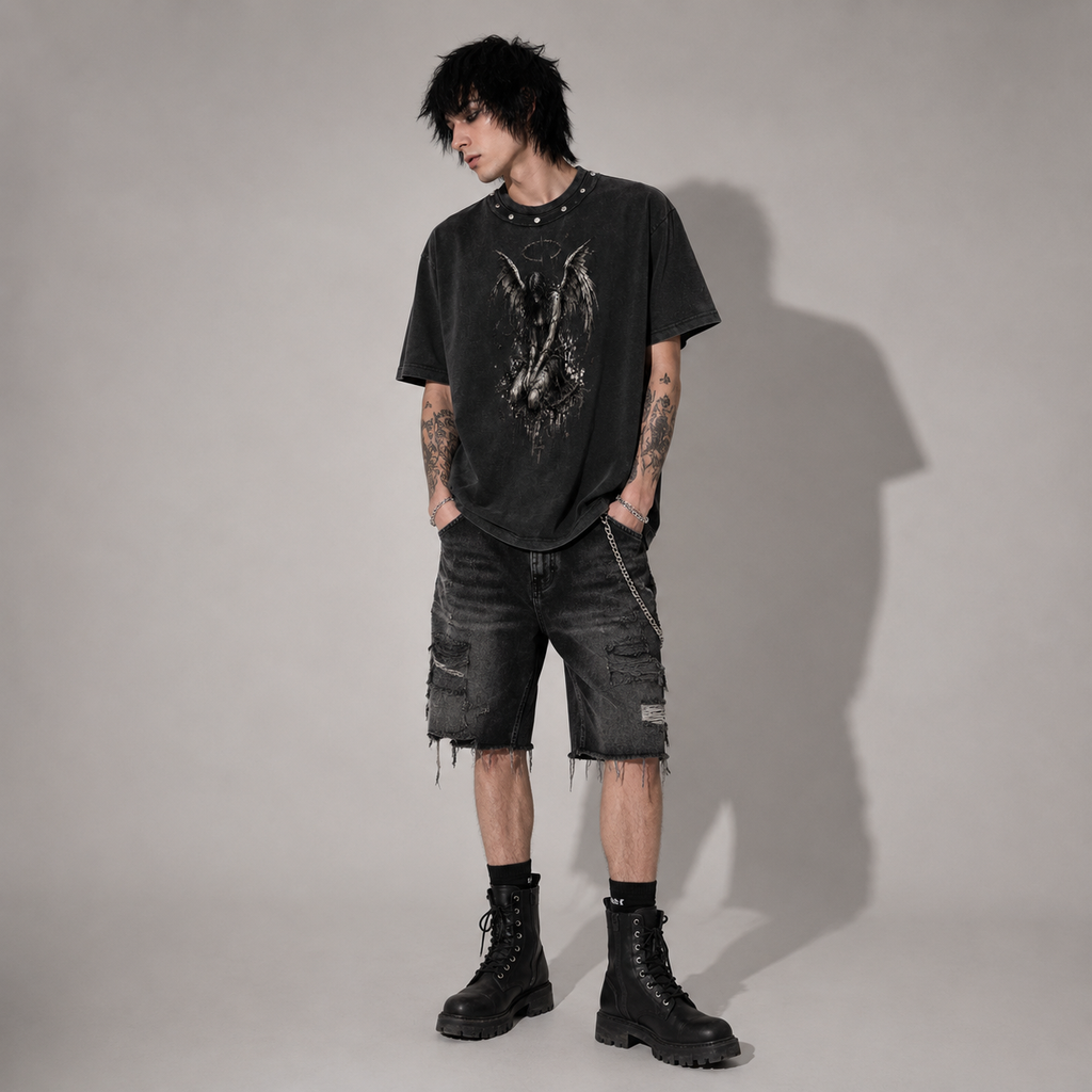 Koszulka Grunge Angel Oversize Vintage Washed | 100% Bawełna 285 GSM | Unisex