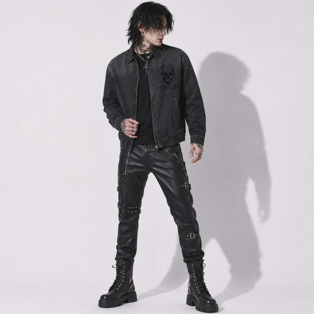 Kurtka Jeansowa Grunge Goth „Rotten Soul” | Unisex Vintage Washed Denim | Alternatywna Kurtka Gothic Grunge 320 GSM