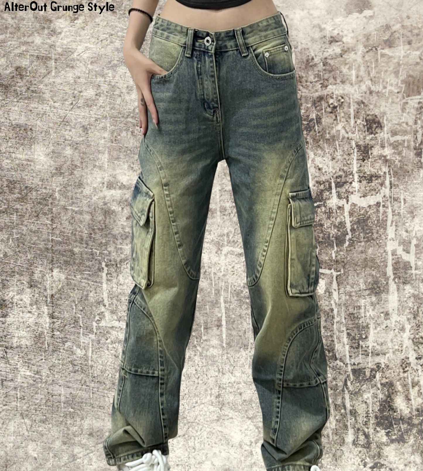 Damskie Spodnie Jeansowe Grunge