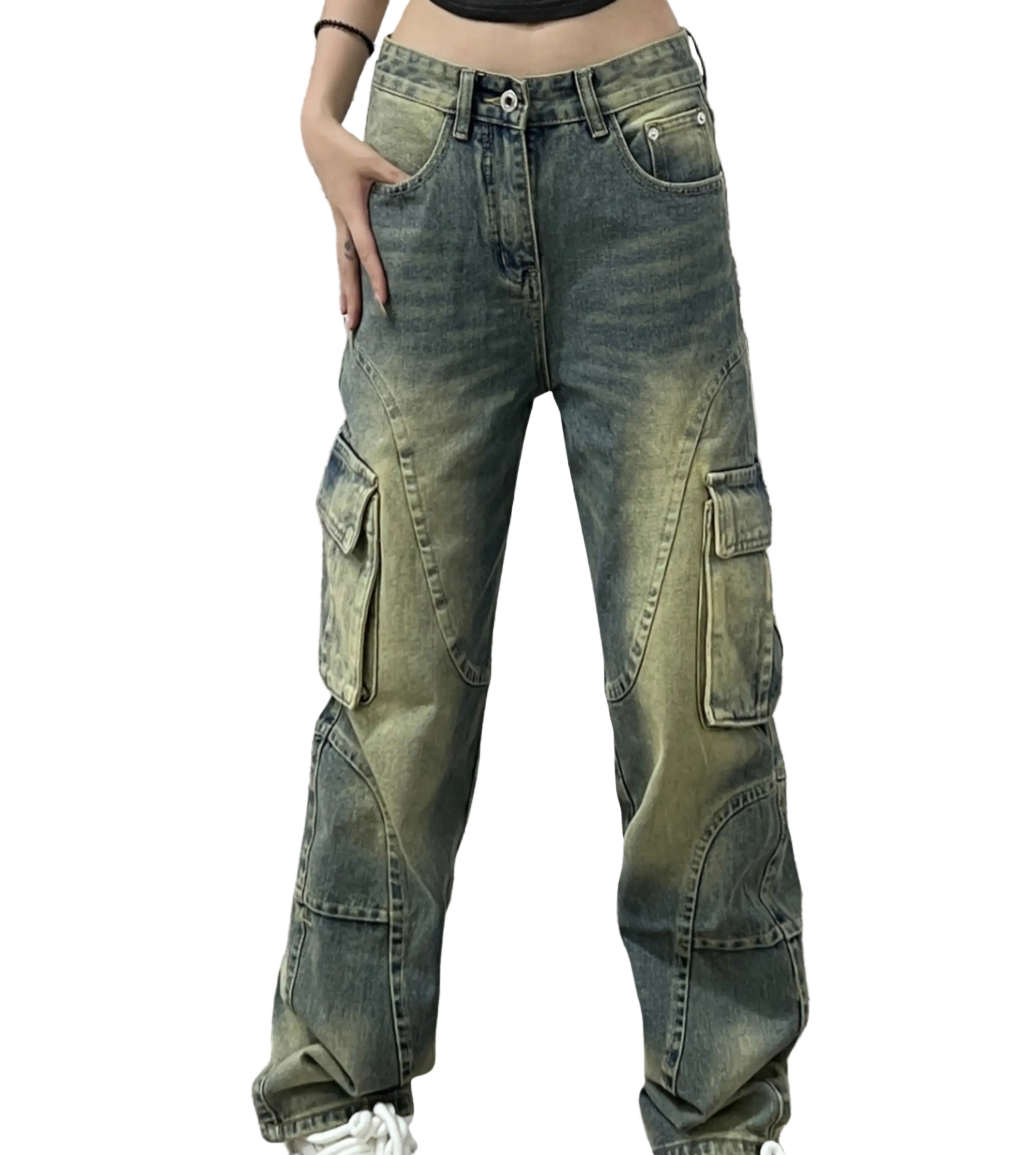 Damskie Spodnie Jeansowe Grunge