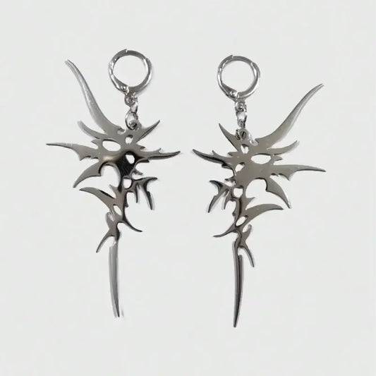 Grunge Steel Chaos Asymmetric Earrings