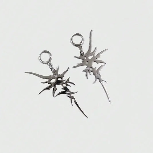 Grunge Steel Chaos Asymmetric Earrings