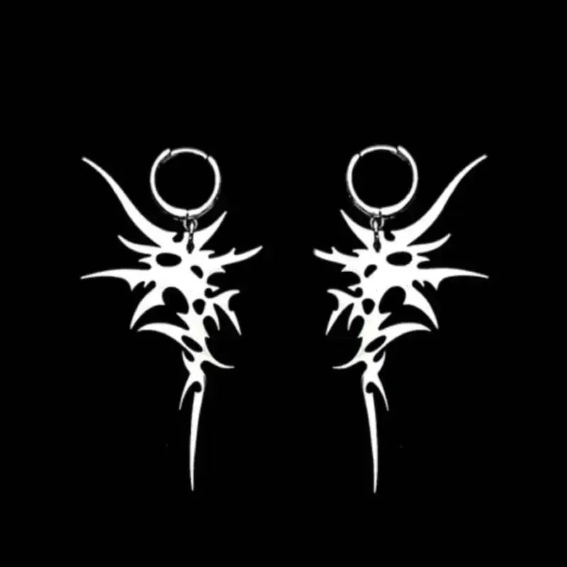 Grunge Steel Chaos Asymmetric Earrings