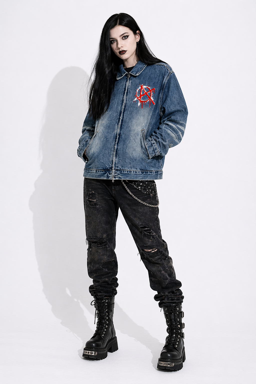 Heavyweight Punk Jacket | Rebel Collage Acid Wash | Unisex Armor