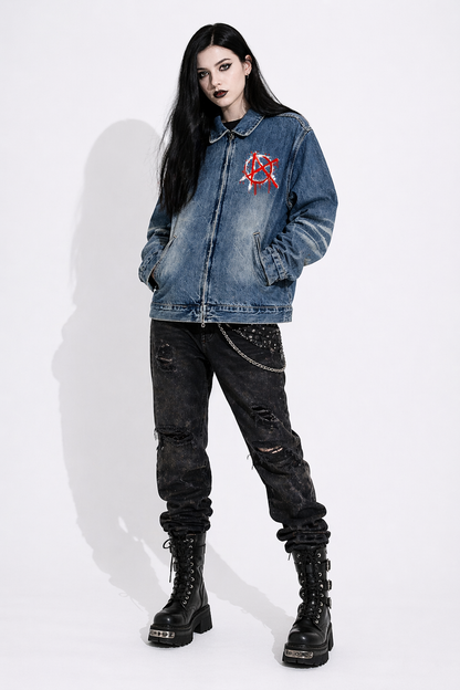 Heavyweight Punk Jacket | Rebel Collage Acid Wash | Unisex Armor