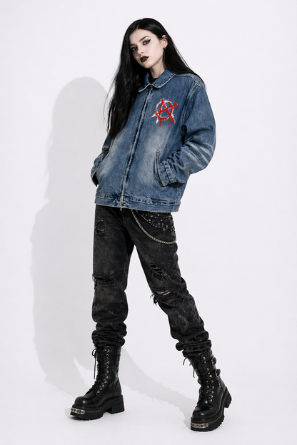 Heavyweight Punk Jacket | Rebel Collage Acid Wash | Unisex Armor