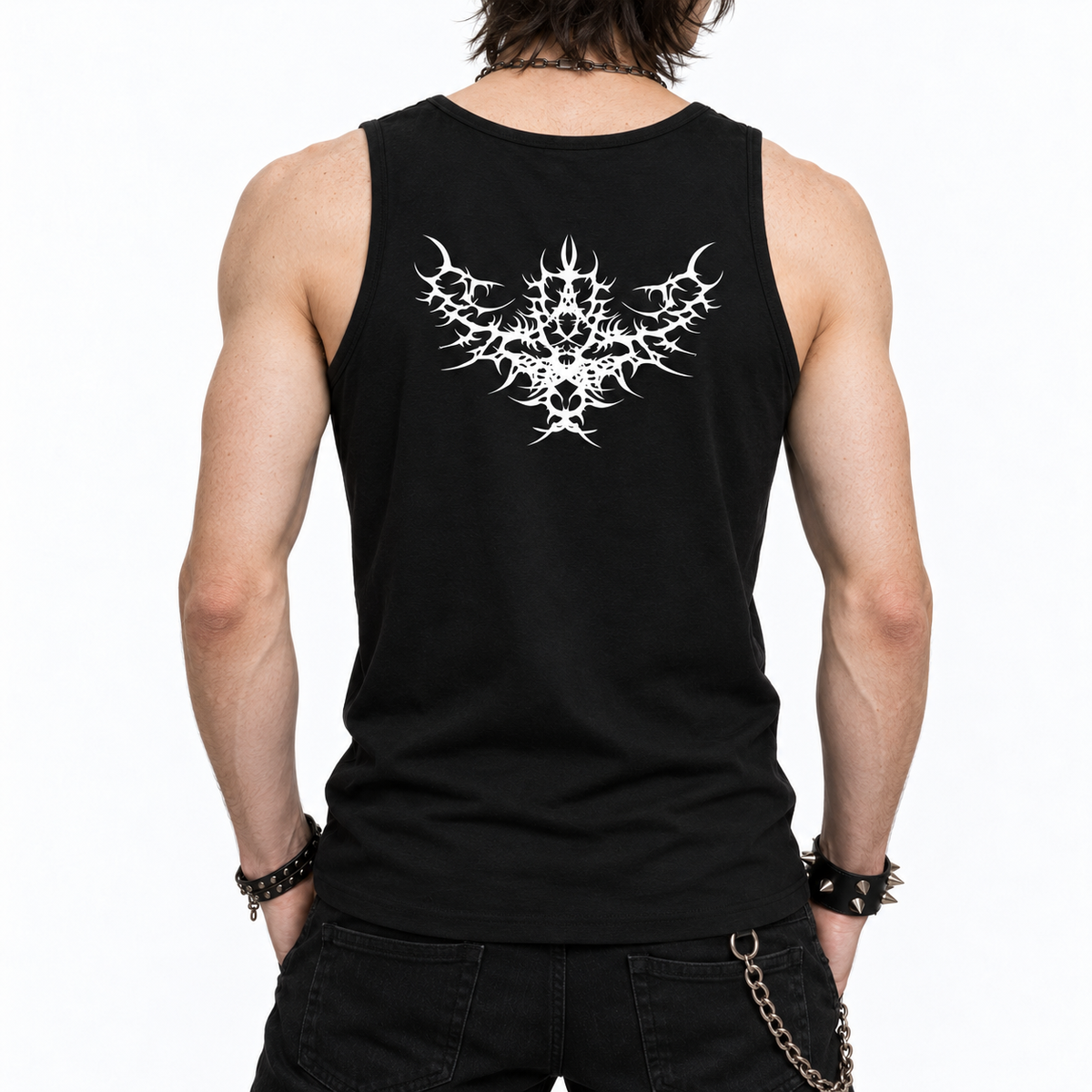 Męski Tank Top Punk Gothic z Nadrukiem – HEY HELL | 100% Bawełna 203 GSM