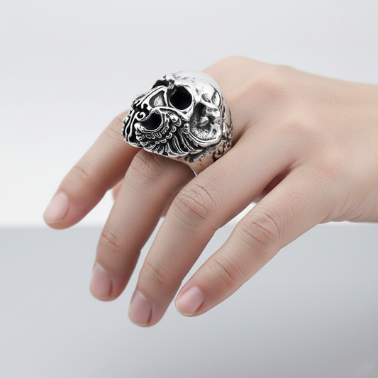 Black Metal Mask Skull Ring