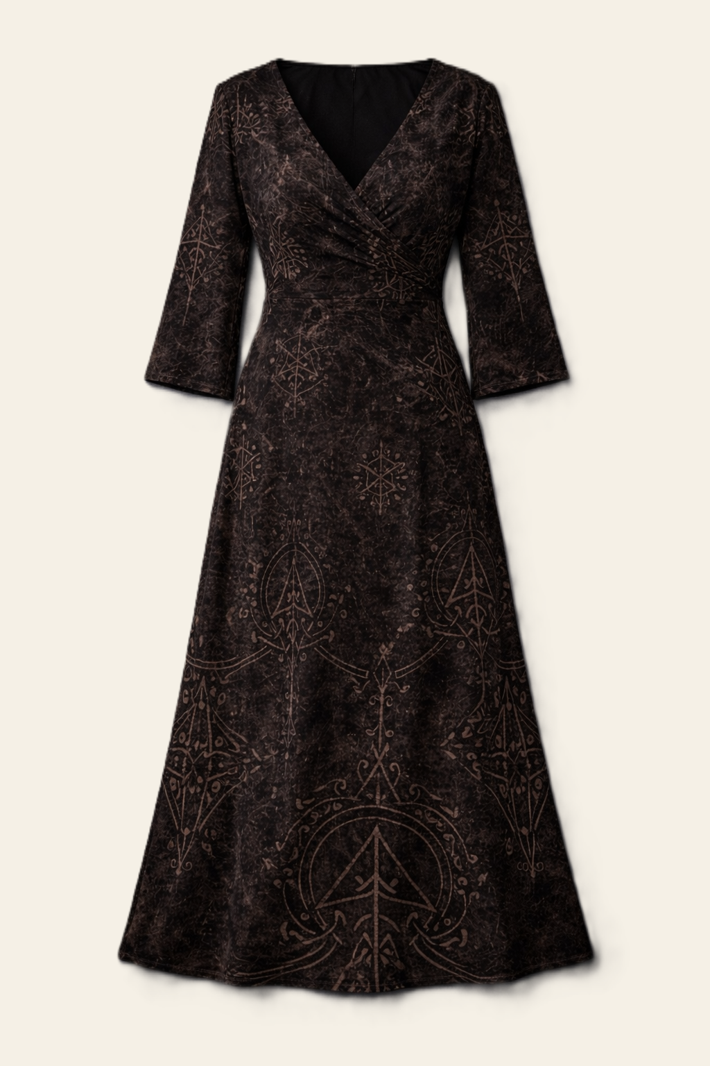 Czarna Sukienka Viking Gothic Runic Power