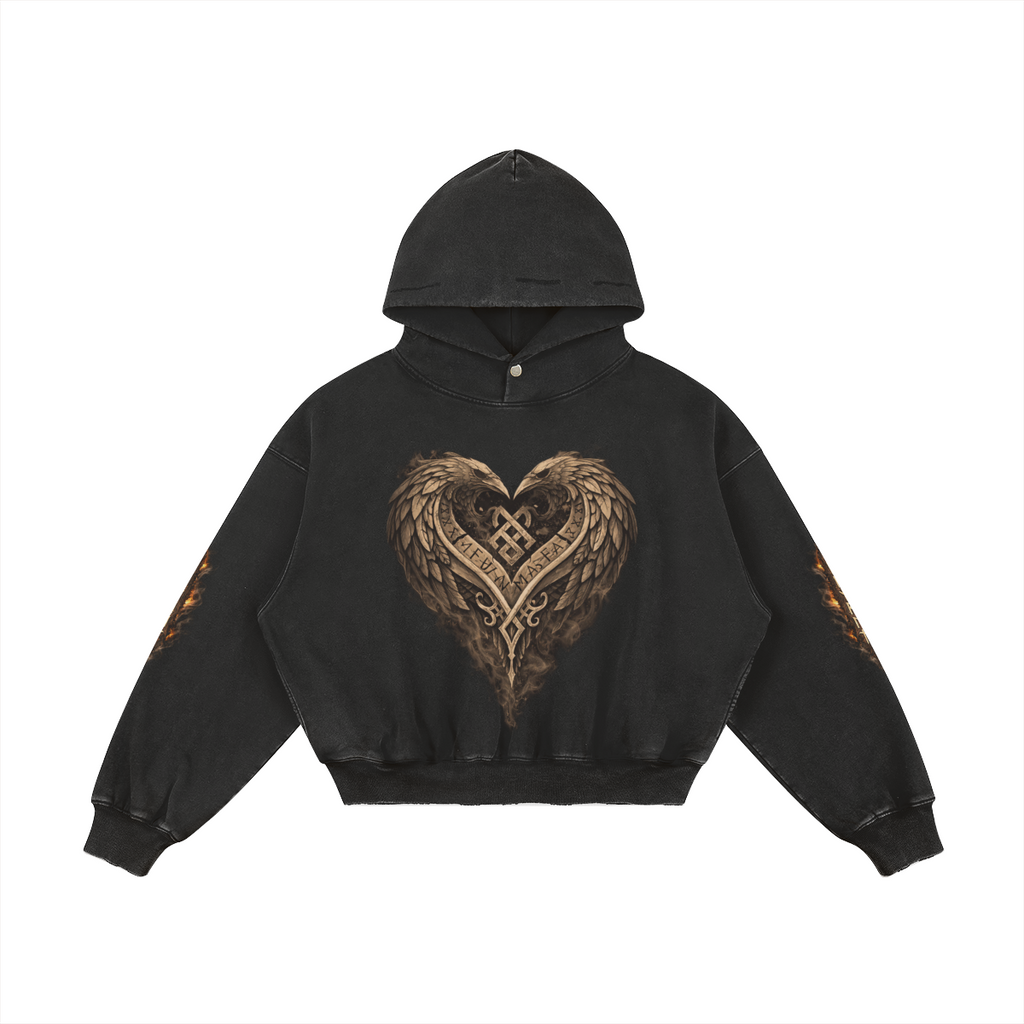 Nordic Gothic Fantasy Cotton Hoodie Black