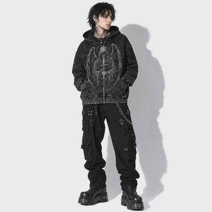 Gotycka Bluza Oversize 440 GSM | Fallen Cathedral Full-Zip Hoodie