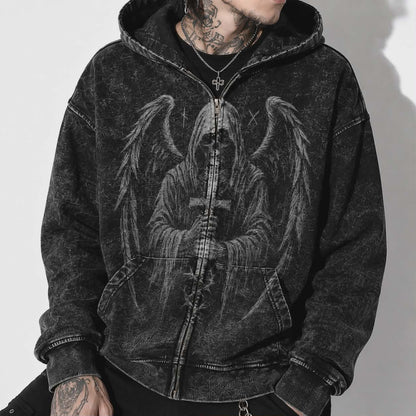 Gotycka Bluza Oversize 440 GSM | Fallen Cathedral Full-Zip Hoodie