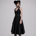 Gotycka Sukienka Skater z Eko Skóry | Black Heart– Midnight Requiem Dress