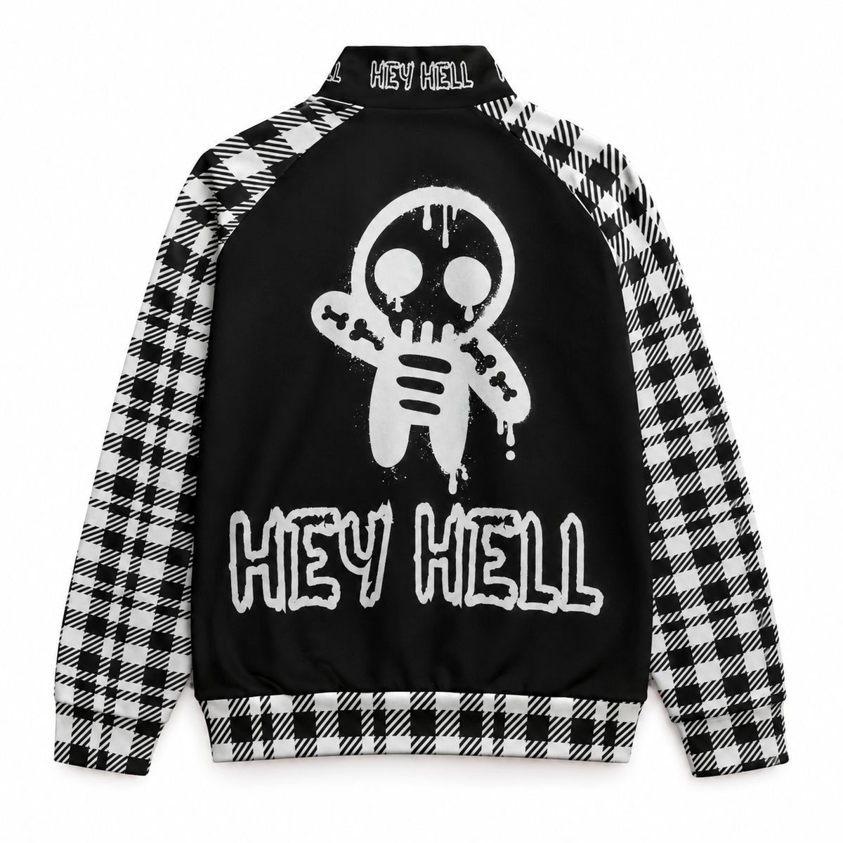 Punkowa Bomberka w Szachownicę Y2K | Kurtka Rozpinana Cyber Gothic Alt Streetwear