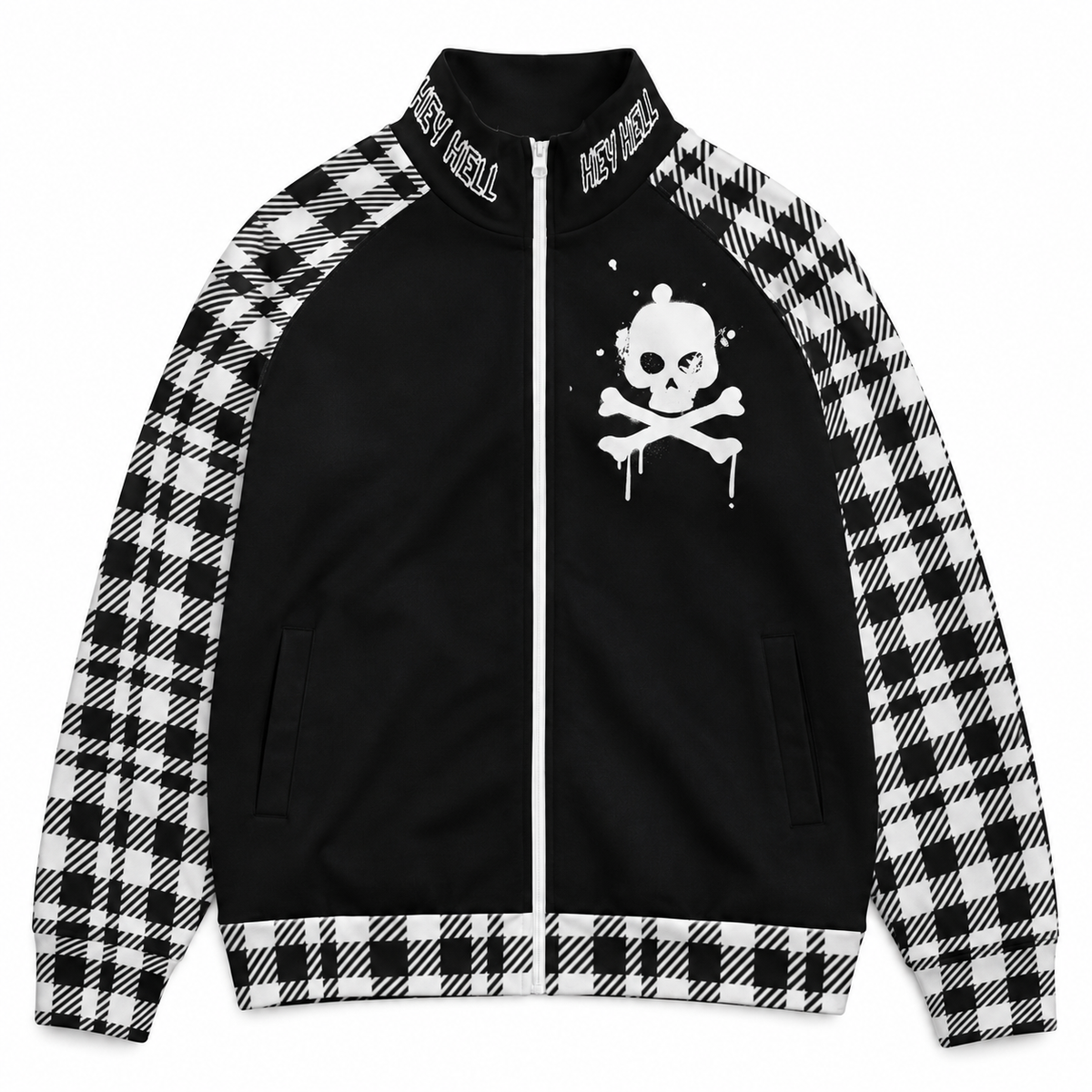 Punkowa Bomberka w Szachownicę Y2K | Kurtka Rozpinana Cyber Gothic Alt Streetwear