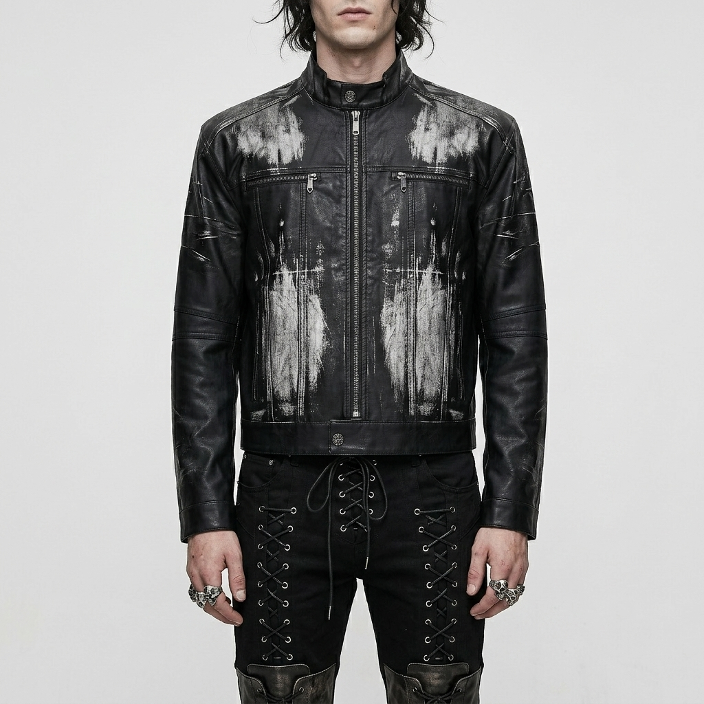Punkowa Kurtka Motocyklowa Unisex | Ash Requiem | Punkgoth Streetwear