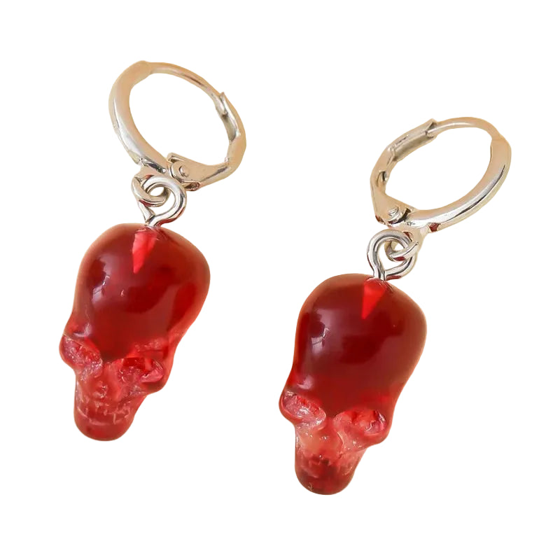 Gotyckie Kolczyki Red Skull Goth