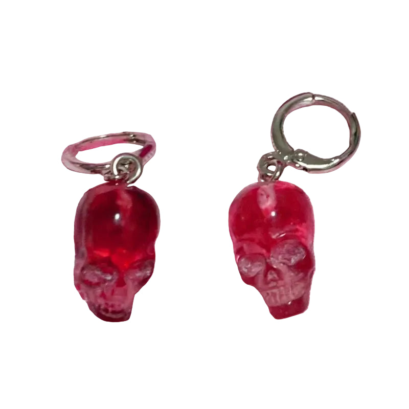 Gotyckie Kolczyki Red Skull Goth