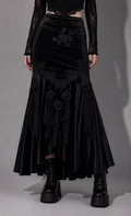 Romantyczna Gotycka Spódnica Maxi | Midnight Rose Elegance | Dark Rose Spell