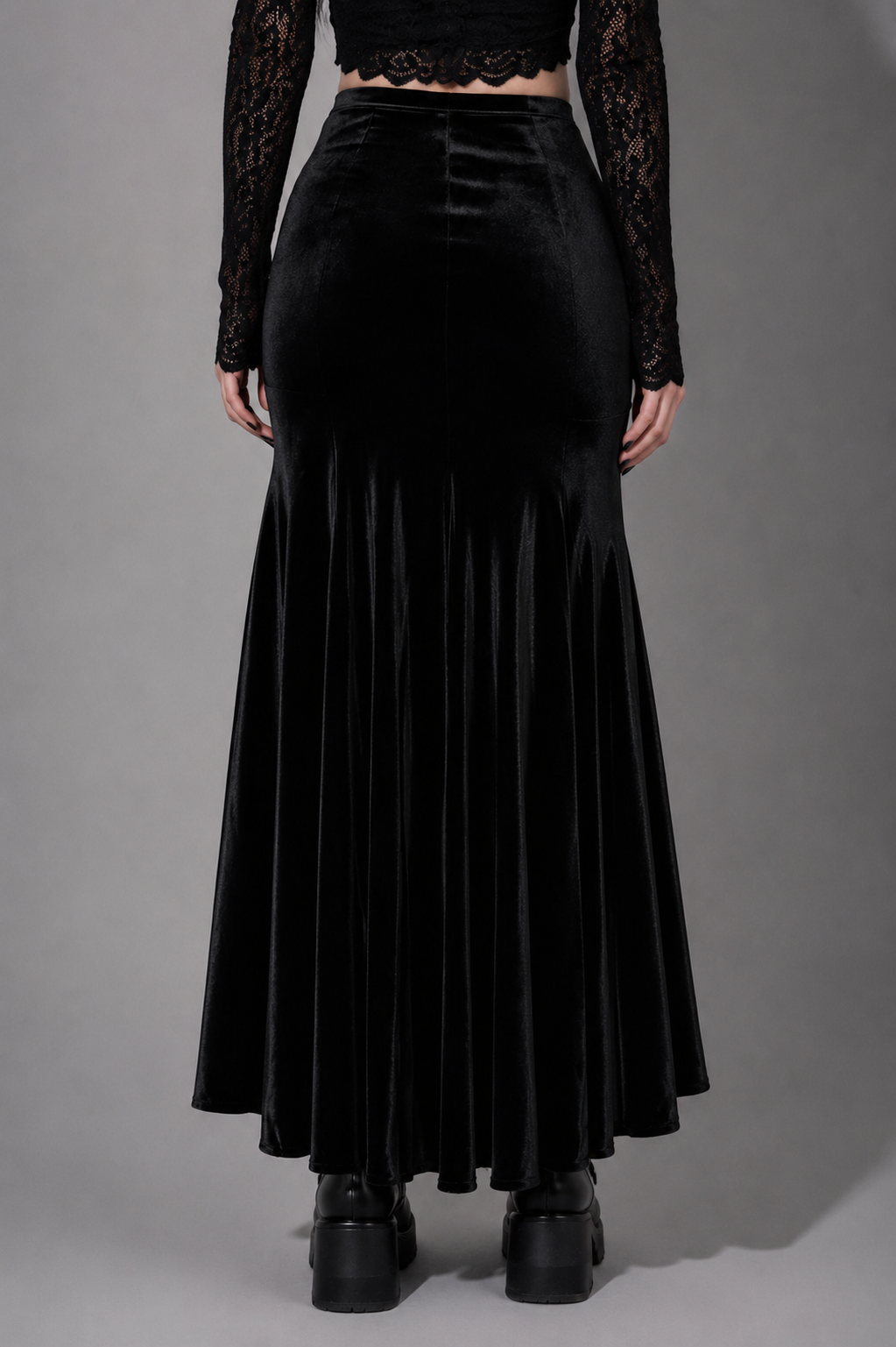 Romantyczna Gotycka Spódnica Maxi | Midnight Rose Elegance | Dark Rose Spell