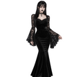 Gotycka Sukienka Maxi Romantic Witch | Black Nocturne – Koronkowe Rękawy