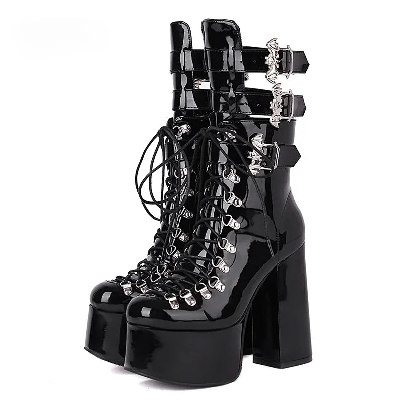 Gotyckie Botki na platformie Dark Trace Gothic Boots