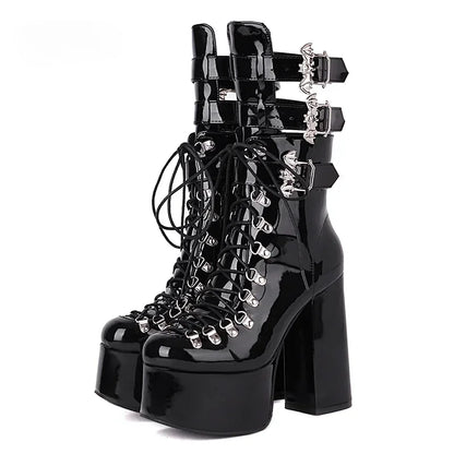 Gotyckie Botki na platformie Dark Trace Gothic Boots