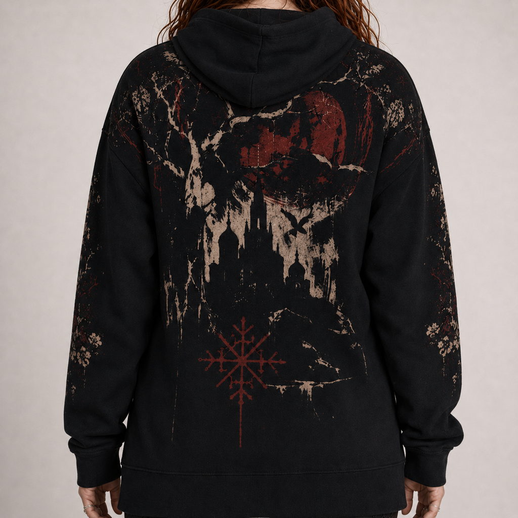 Gotycka Bluza Słowiańska Oversize | Pani Mrocznego Lasu | Slavic Gothic Premium Full Print 280 GSM