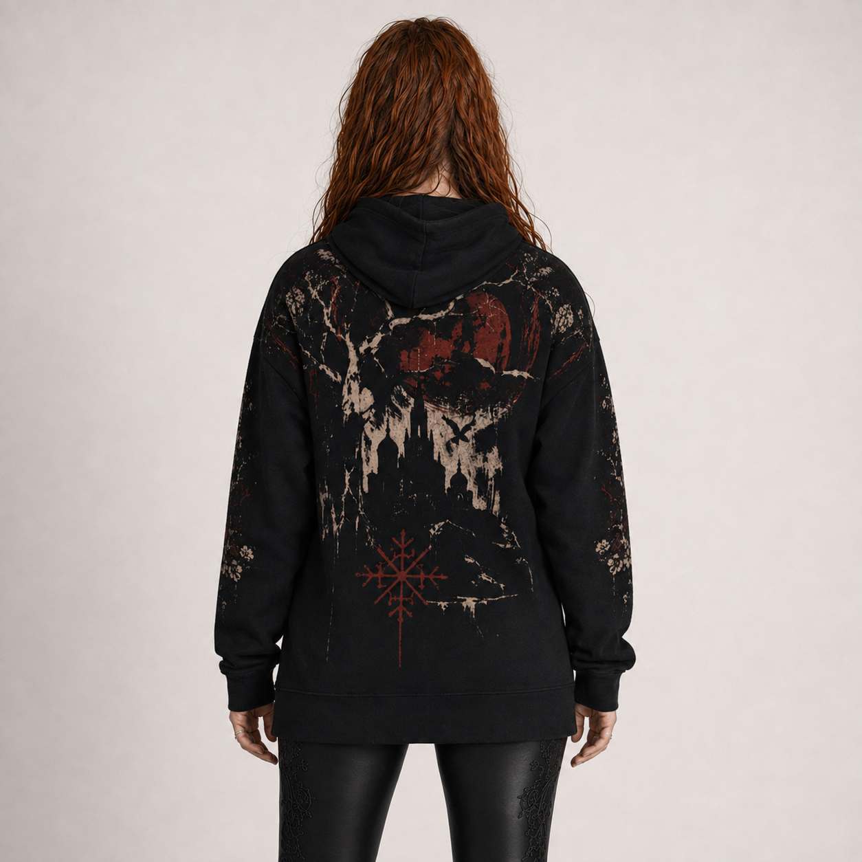 Gotycka Bluza Słowiańska Oversize | Pani Mrocznego Lasu | Slavic Gothic Premium Full Print 280 GSM