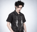 Męska Koszula Denimowa Gothic Grunge na Zamek | NIGHTCRAWLER – Washed Black 285 GSM